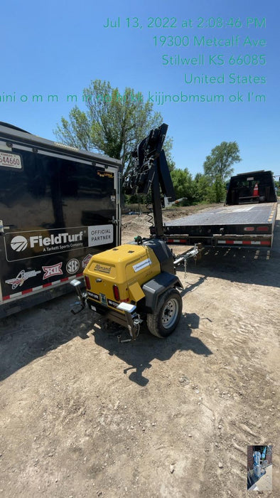 2022 Allmand NLV3GR (4) LED Light Fixture 350W, 23' Vertical Mast, 3kW Prime, Towable, Deep Sea L401, Leveling Jacks, Yanmar T4F 5.8hp