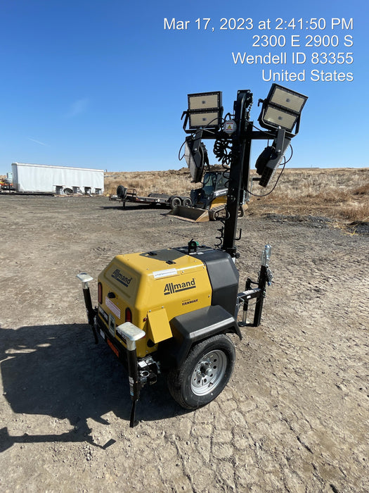 2022 Allmand NLV3GR (4) LED Light Fixture 350W, 23' Vertical Mast, 3kW Prime, Towable, ES Decals, T3