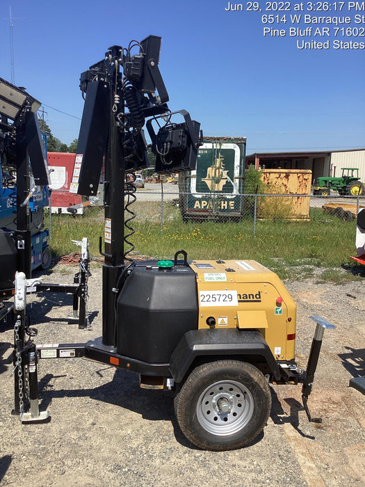 2022 Allmand NLV3GR (4) LED Light Fixture 350W, 23' Vertical Mast, 3kW Prime, Towable, Deep Sea L401, Leveling Jacks, Yanmar T4F 5.8hp