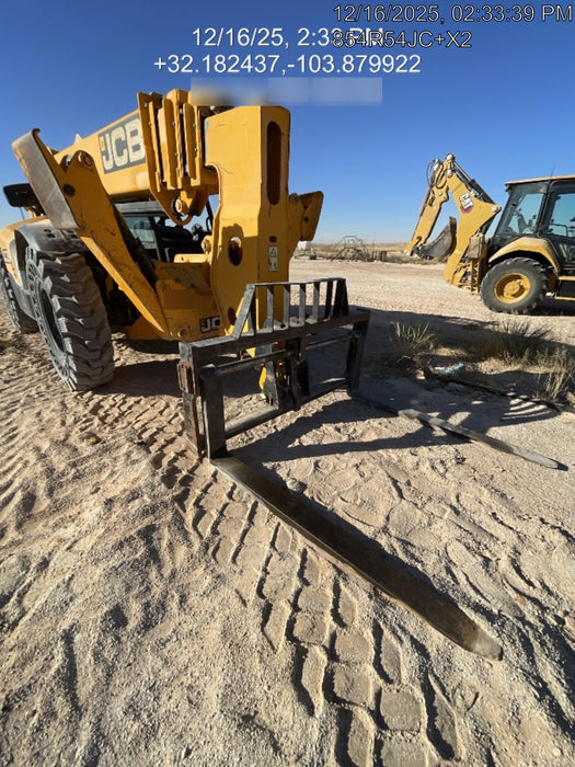 2019 JCB 510-56 Open ROPS, 74 HP, Solid Tires, Worklights, Beacon, Aux Hydraulics, Lifting Eye w/60" Carriage/60" Forks