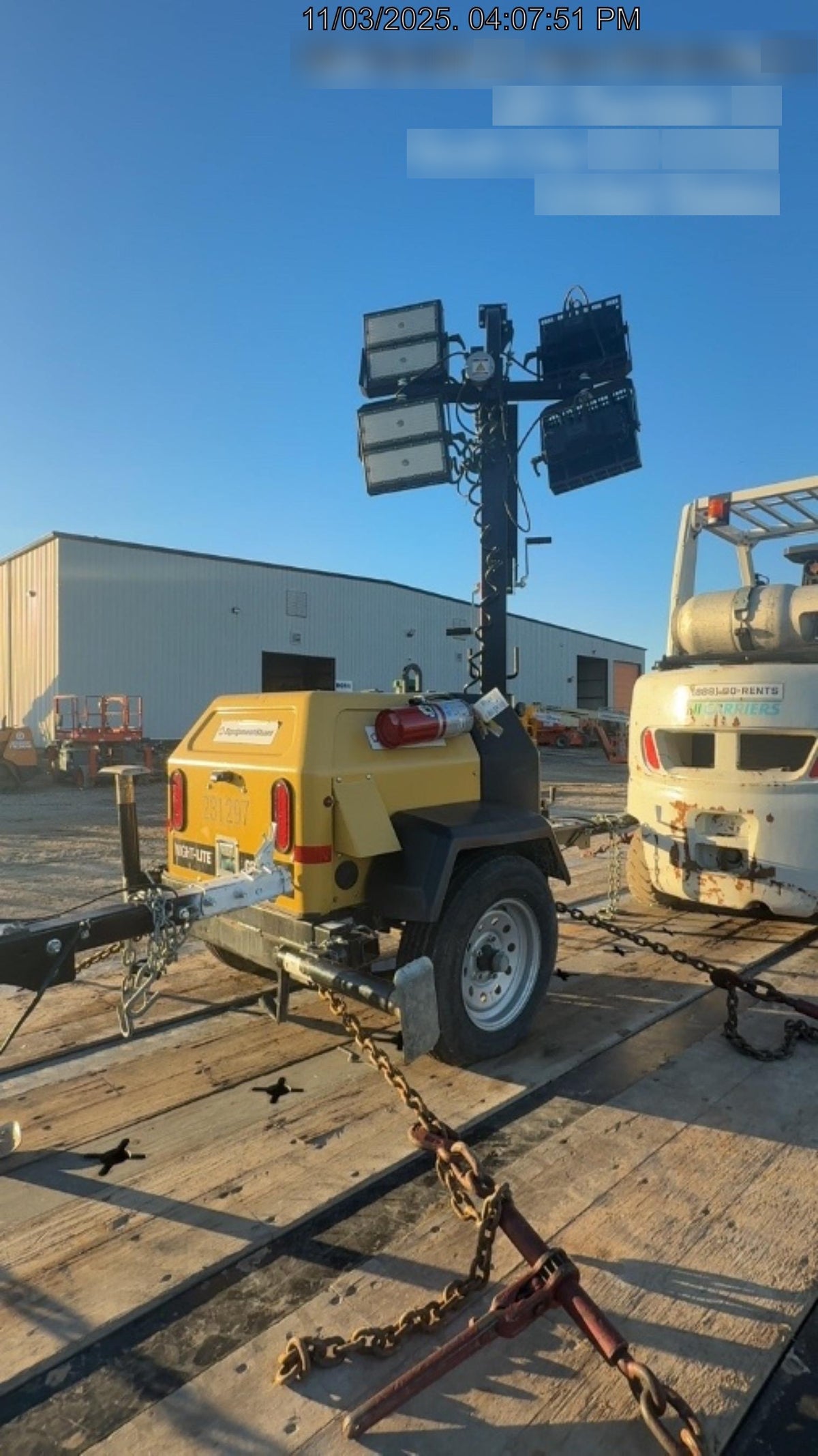 2022 Allmand NLV3GR (4) LED Light Fixture 350W, 23' Vertical Mast, 3kW Prime, Towable, Deep Sea L401, Leveling Jacks, Yanmar T4F 5.8hp