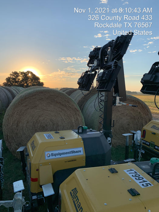 Allmand NLV3GR (4) LED Light Fixture 350W, 23' Vertical Mast, 3kW Prime, Towable, Deep Sea L401, Leveling Jacks, Yanmar T4F 5.8hp