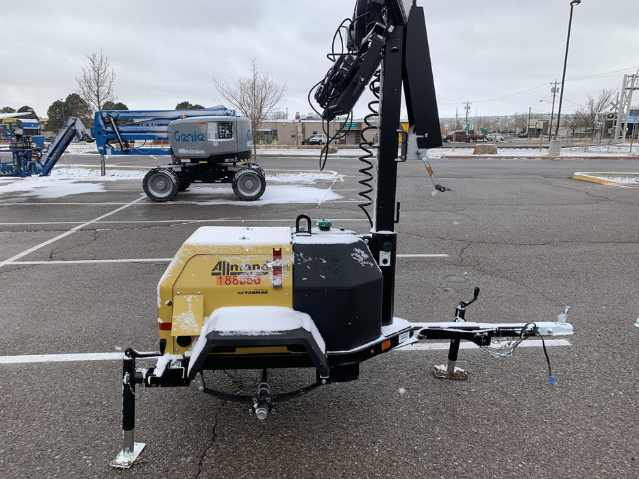 Allmand NLV3GR (4) LED Light Fixture 350W, 23' Vertical Mast, 3kW Prime, Towable, Deep Sea L401, Leveling Jacks, Yanmar T4F 5.8hp