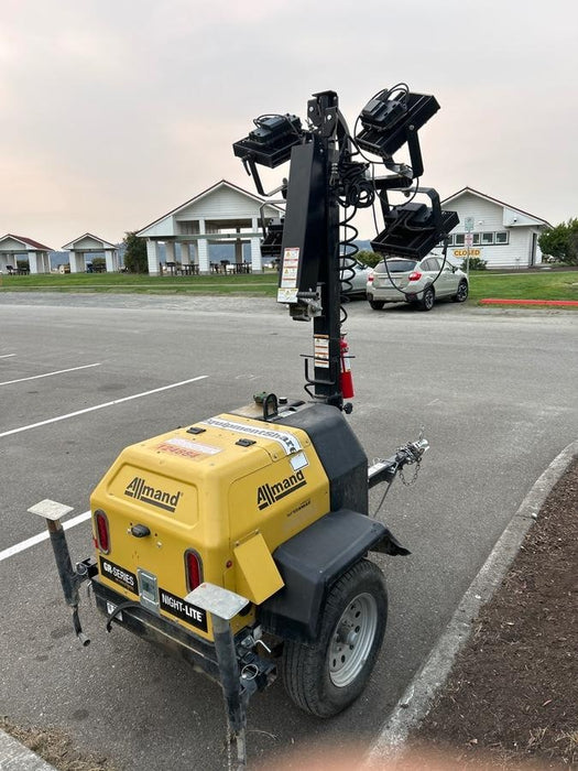 2020 Allmand NLV3GR (4) LED Light Fixture 350W, 23' Vertical Mast, 3kW Prime, Towable, Deep Sea L401, Leveling Jacks, Yanmar T4F 5.8hp