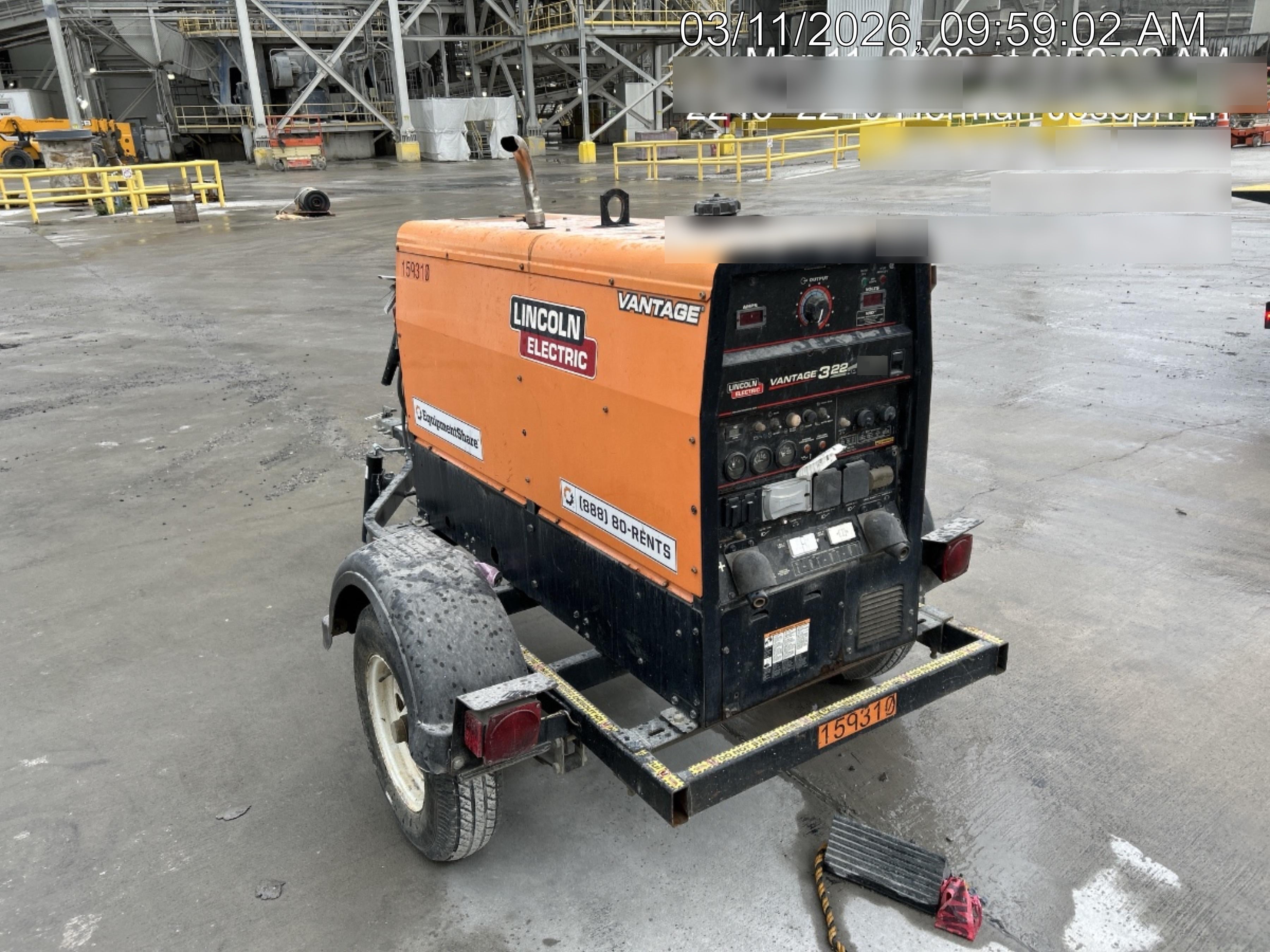 2021 Lincoln Electric Vantage 322 Vantage 322 Ready Pak 3 w/ Decals, ORANGE (includes trailer, cable rack, fender light kit) NO Telematics