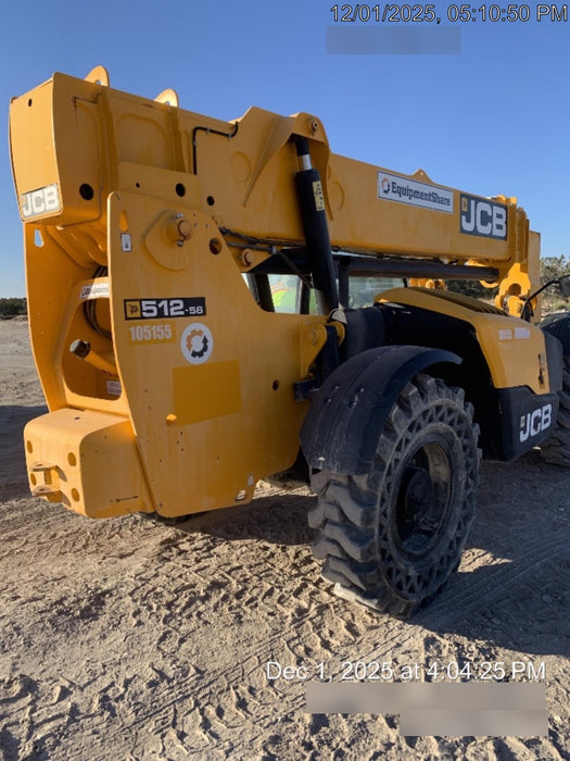 2020 JCB 512-56 Canopy, 74Hp, Solid Tires, Work Lights, Beacon, Aux Hydraulics, Back up Alarm, Lifting Eye, ES Decals