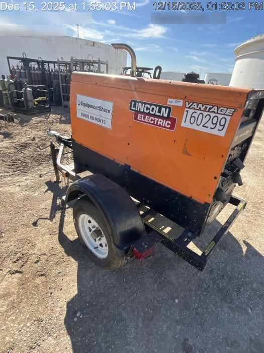 2021 Lincoln Electric Vantage 322 Vantage 322 Ready Pak 3 w/ Decals, ORANGE (includes trailer, cable rack, fender light kit) NO Telematics