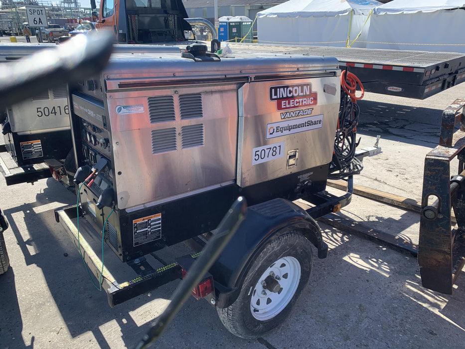 2019 Lincoln Electric Vantage 322 Welder Ready-Pak 3, Two wheel trailer, Fender and Light kit, Cable Rack