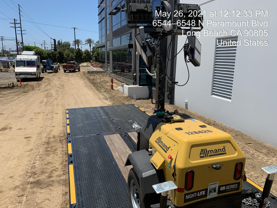 2021 Allmand NLV3GR (4) LED Light Fixture 350W, 23' Vertical Mast, 3kW Prime, Towable, Deep Sea L401, Leveling Jacks, Yanmar T4F 5.8hp