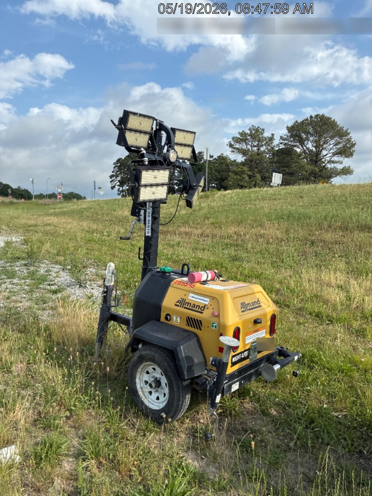 2021 Allmand NLV3GR (4) LED Light Fixture 350W, 23' Vertical Mast, 3kW Prime, Towable, Deep Sea L401, Leveling Jacks, Yanmar T4F 5.8hp