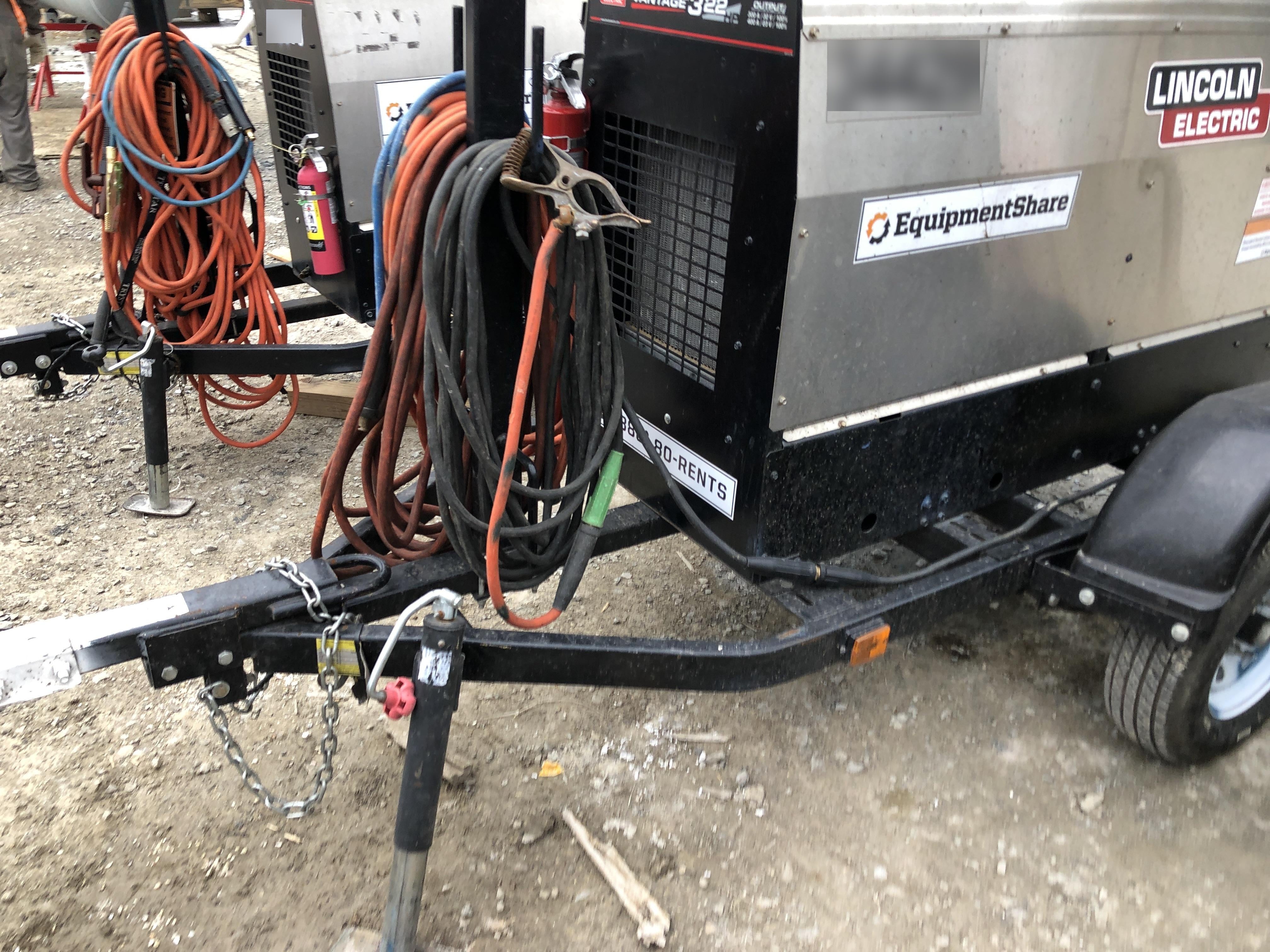 2019 Lincoln Electric Vantage 322 Welder Ready-Pak 3, Two wheel trailer, Fender and Light kit, Cable Rack
