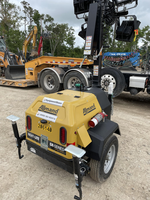 2022 Allmand NLV3GR (4) LED Light Fixture 350W, 23' Vertical Mast, 3kW Prime, Towable, Deep Sea L401, Leveling Jacks, Yanmar T4F 5.8hp