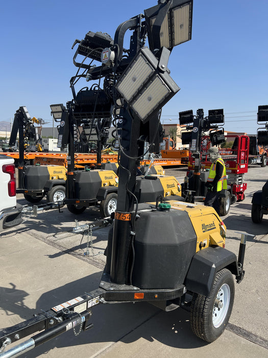 2021 Allmand NLV3GR (4) LED Light Fixture 350W, 23' Vertical Mast, 3kW Prime, Towable, Deep Sea L401, Leveling Jacks, Yanmar T4F 5.8hp