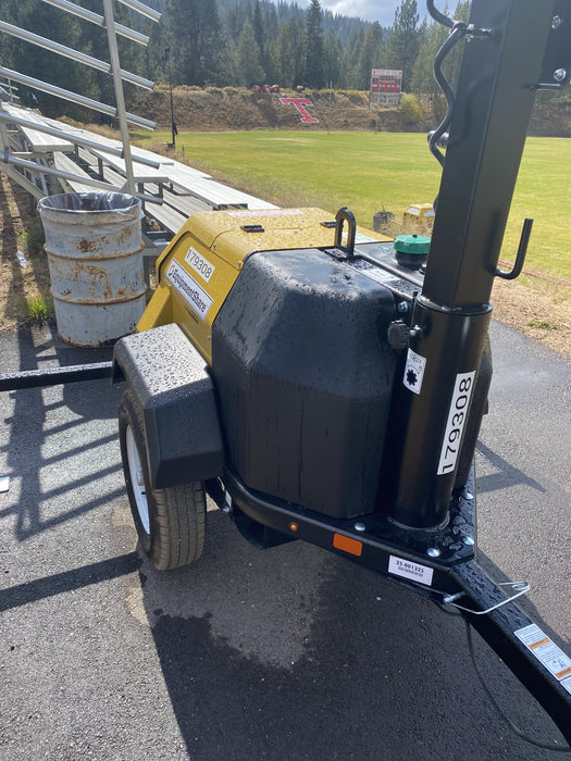 Allmand NLV3GR (4) LED Light Fixture 350W, 23' Vertical Mast, 3kW Prime, Towable, Deep Sea L401, Leveling Jacks, Yanmar T4F 5.8hp