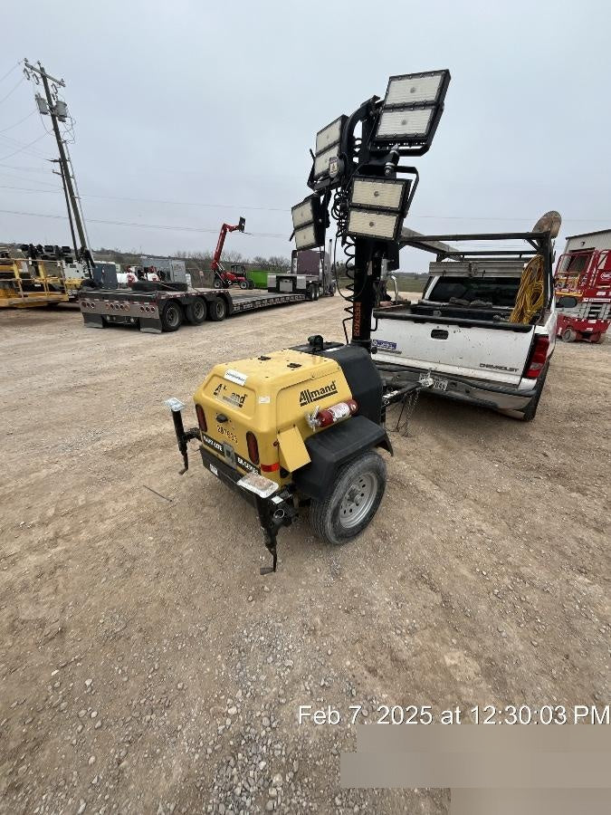 2022 Allmand NLV3GR (4) LED Light Fixture 350W, 23' Vertical Mast, 3kW Prime, Towable, Deep Sea L401, Leveling Jacks, Yanmar T4F 5.8hp
