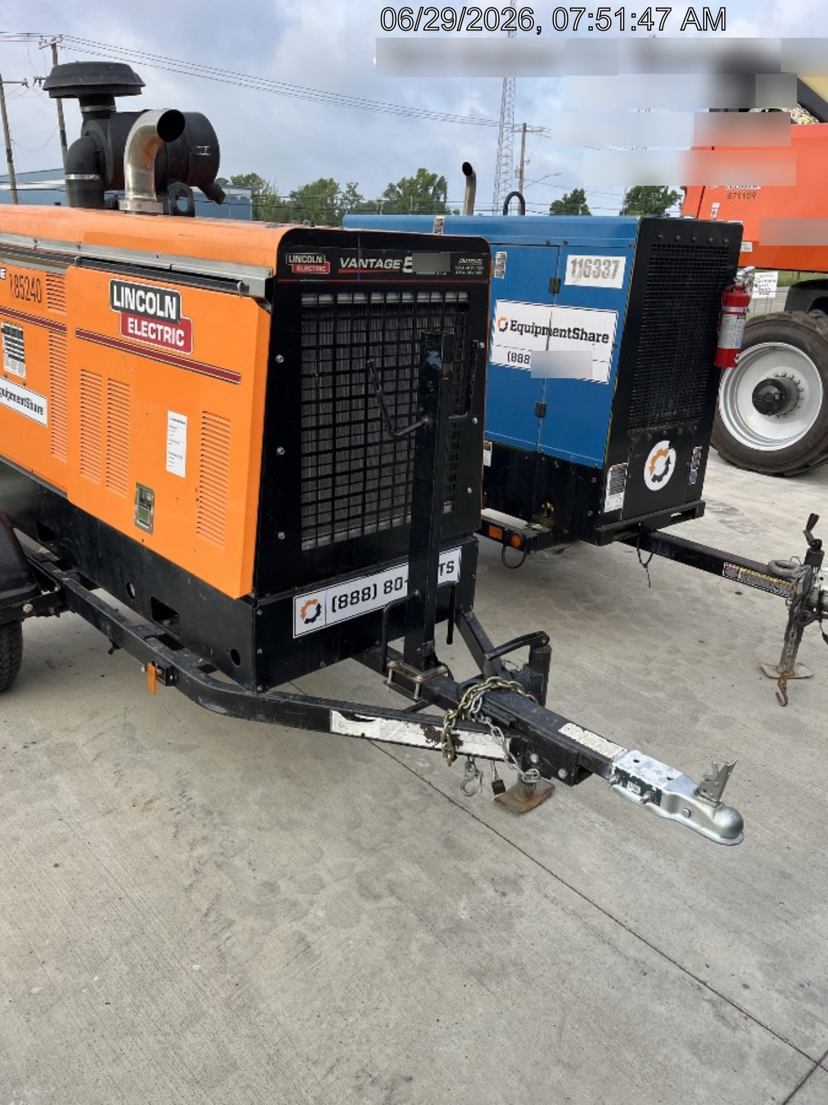 2021 Lincoln Electric Vantage 549X Ready Pak 3, ORANGE (includes trailer, cable rack, fender light kit)