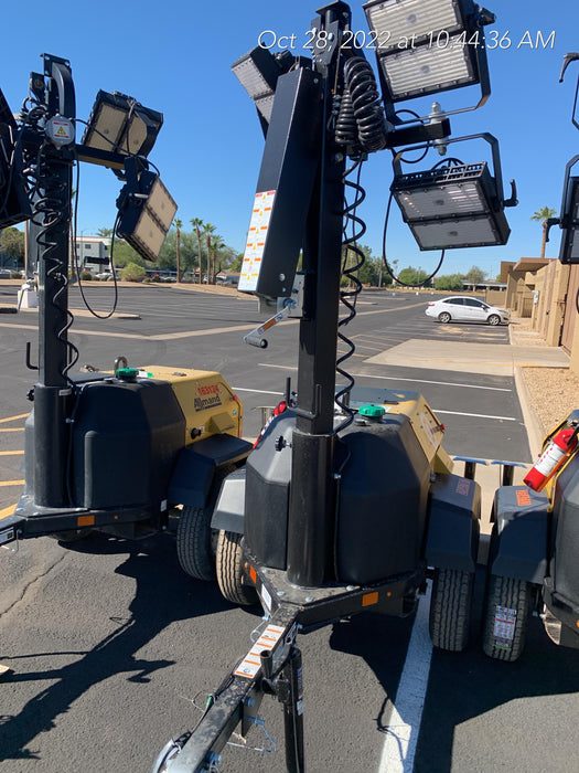 2022 Allmand NLV3GR (4) LED Light Fixture 350W, 23' Vertical Mast, 3kW Prime, Towable, ES Decals, T3