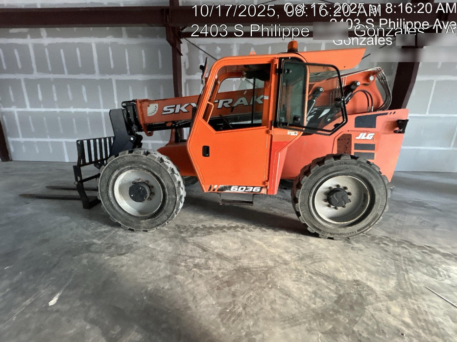 2019 Skytrak 6036 Cab/Heat/Air, Solid Tires, LED Work Lights, Beacon w/50" Carriage, 48" Pallet Forks