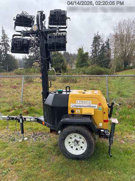Allmand NLV3GR (4) LED Light Fixture 350W, 23' Vertical Mast, 3kW Prime, Towable, Deep Sea L401, Leveling Jacks, Yanmar T4F 5.8hp