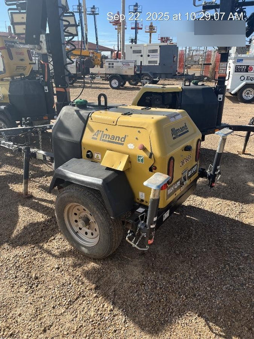 2022 Allmand NLV3GR (4) LED Light Fixture 350W, 23' Vertical Mast, 3kW Prime, Towable, Deep Sea L401, Leveling Jacks, Yanmar T4F 5.8hp