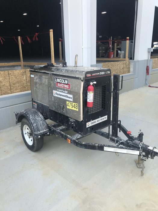2019 Lincoln Electric Vantage 322 Ready-Pak 3, Two Wheel Trailer, Fender and Light Kit, Cable Rack