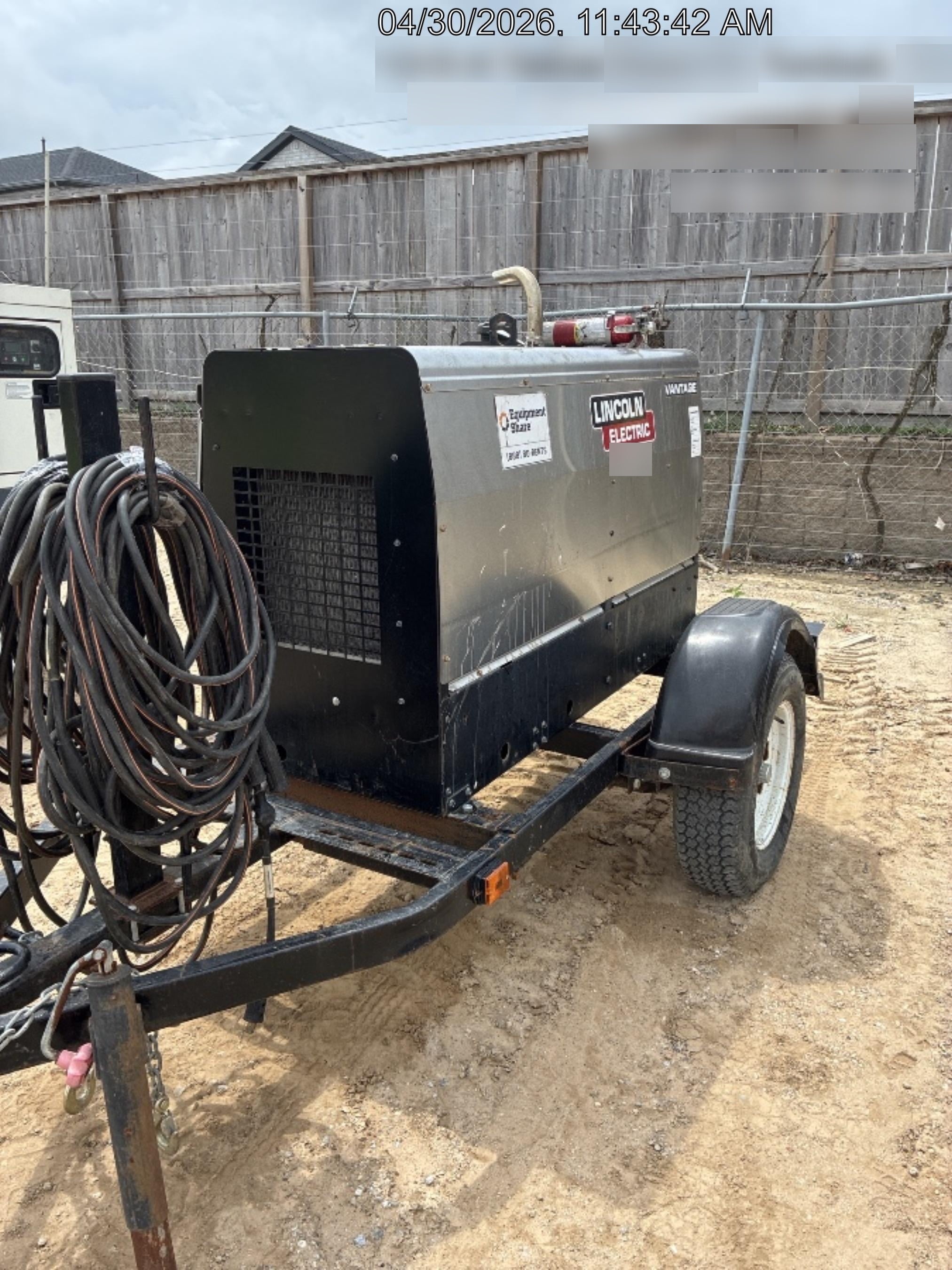 2019 Lincoln Electric Vantage 322 Ready-Pak 3, Two Wheel Trailer, Fender and Light Kit, Cable Rack