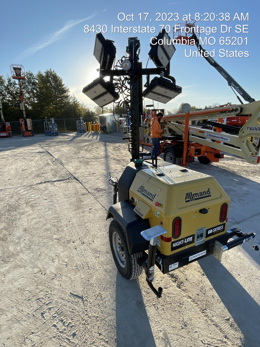2022 Allmand NLV3GR (4) LED Light Fixture 350W, 23' Vertical Mast, 3kW Prime, Towable, ES Decals, T3