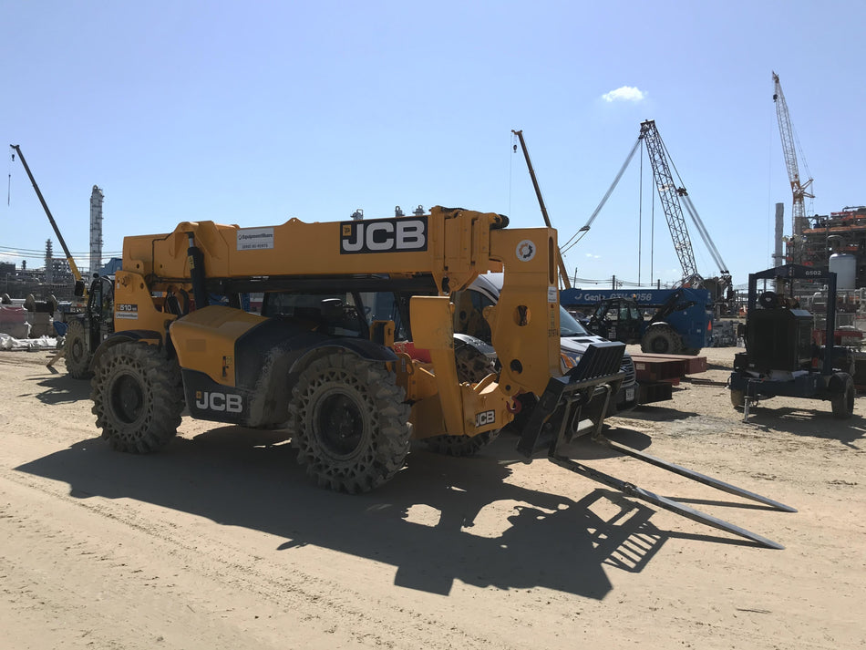 2019 JCB 510-56 74 HP w/CAB/HVAC, Beacon, Worklights, Aux Hydraulics, Solid Tires 72" Carriage/60" Forks