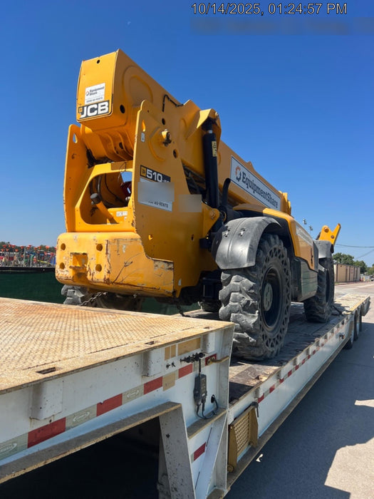2019 JCB 510-56 Open ROPS, 74 HP, Solid Tires, Worklights, Beacon, Aux Hydraulics, Lifting Eye 66" Carriage/60" Forks