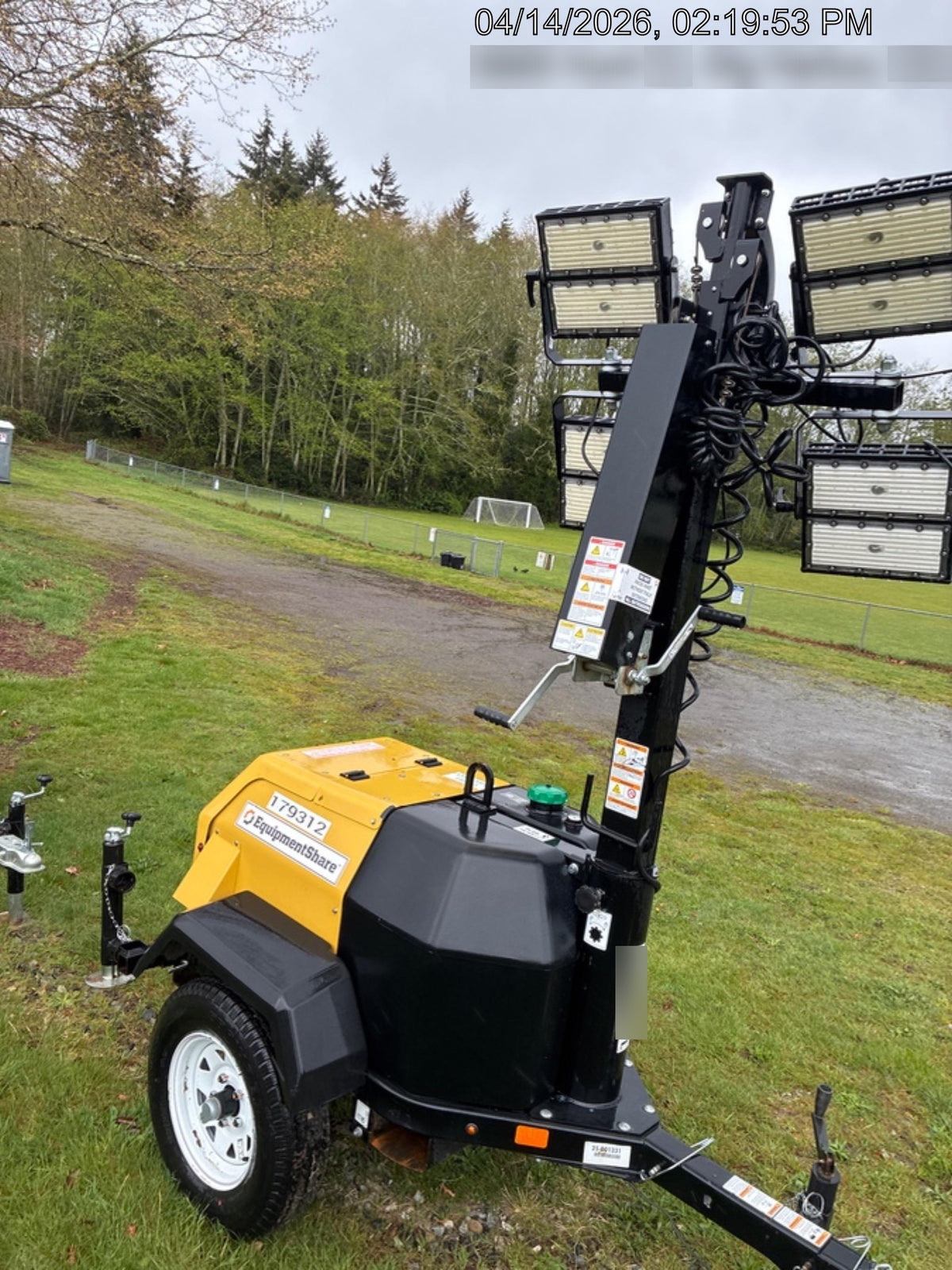 Allmand NLV3GR (4) LED Light Fixture 350W, 23' Vertical Mast, 3kW Prime, Towable, Deep Sea L401, Leveling Jacks, Yanmar T4F 5.8hp