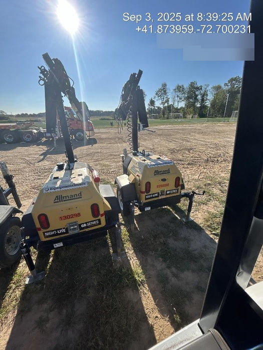 Allmand NLV3GR (4) LED Light Fixture 350W, 23' Vertical Mast, 3kW Prime, Towable, Deep Sea L401, Leveling Jacks, Yanmar T4F 5.8hp