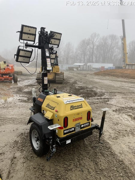 2021 Allmand NLV3GR (4) LED Light Fixture 350W, 23' Vertical Mast, 3kW Prime, Towable, Deep Sea L401, Leveling Jacks, Yanmar T4F 5.8hp