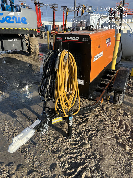 2022 Lincoln Electric LE400 Kubota V1505, Trlr, Cable Rack, Light Kit, ES Decals, T3