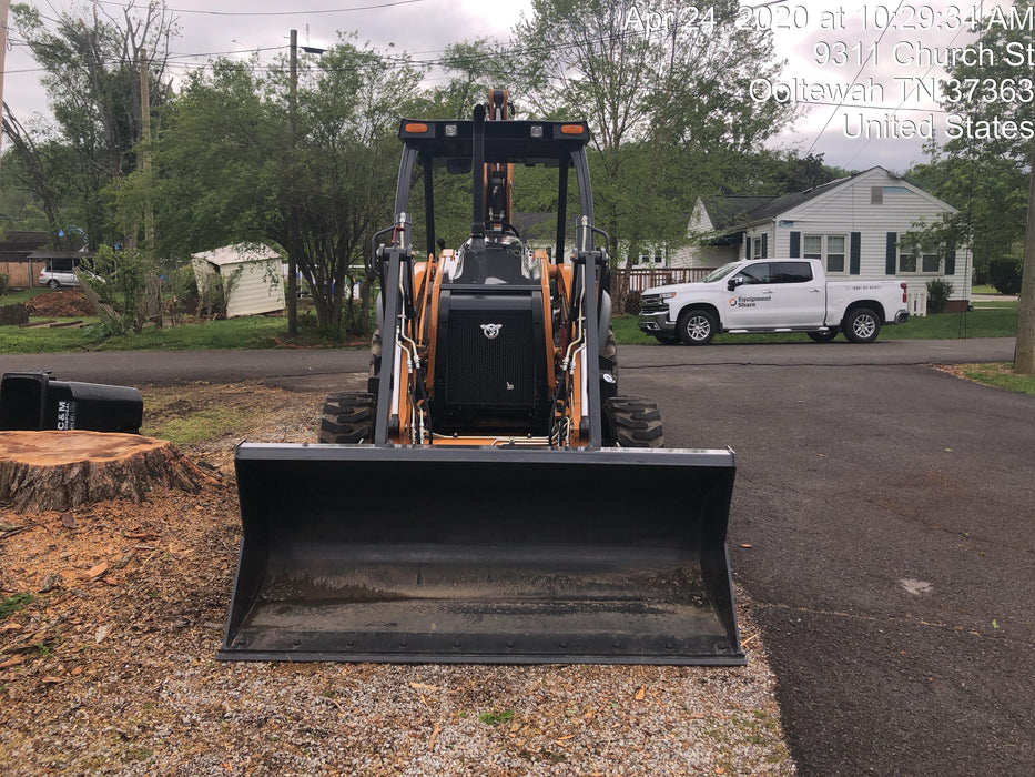 2019 Case 580N EP Canopy, 4WD, 1-Way Aux Hydraulics, Pilot Controls, Ride Control and Loader Aux Hydraulics, 900 LB. Front CWT, 82" HD LONG LIP (1 CU. YD.) W/BOCE AND LIFT EYES, FLIP OVER/STABILIZER PADS COMB