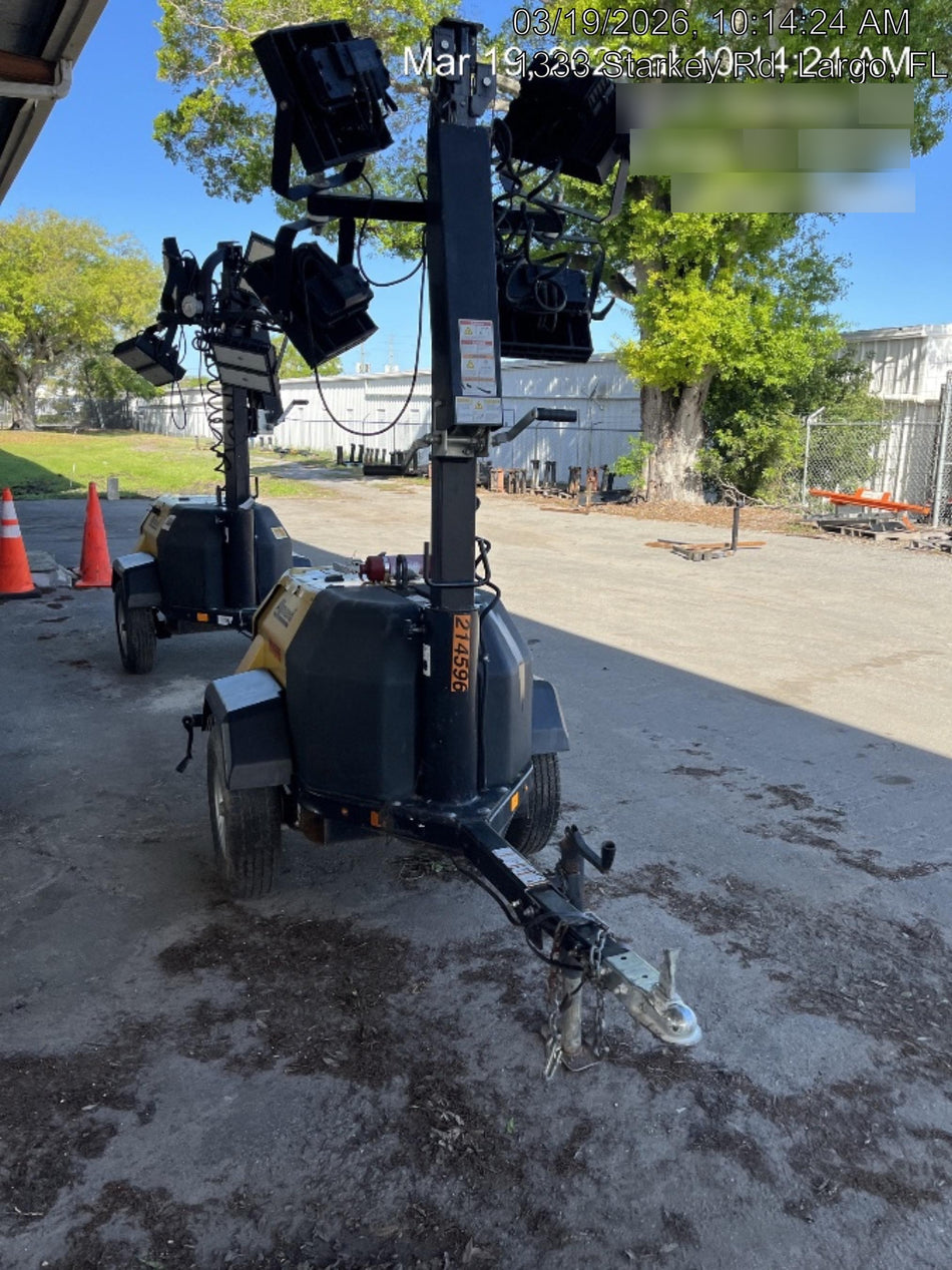 2022 Allmand NLV3GR (4) LED Light Fixture 350W, 23' Vertical Mast, 3kW Prime, Towable, Deep Sea L401, Leveling Jacks, Yanmar T4F 5.8hp