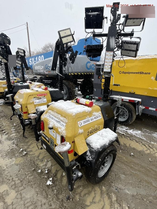 2022 Allmand NLV3GR (4) LED Light Fixture 350W, 23' Vertical Mast, 3kW Prime, Towable, Deep Sea L401, Leveling Jacks, Yanmar T4F 5.8hp