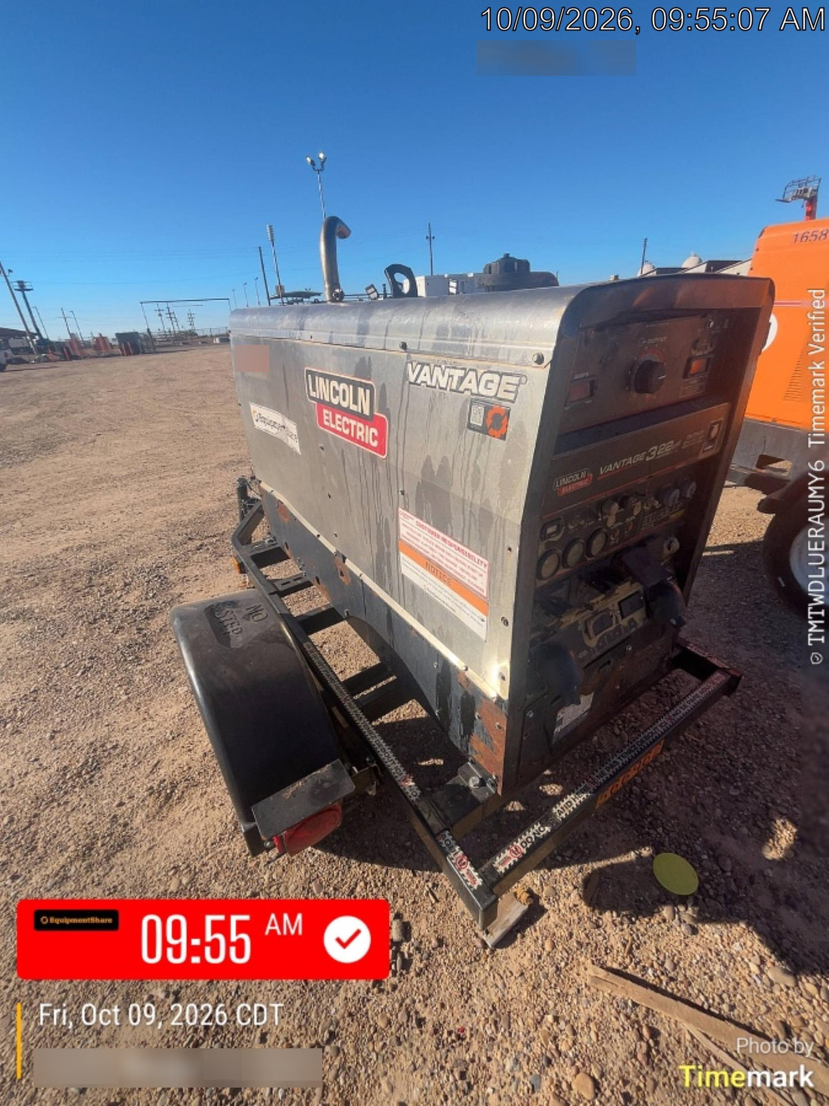 2019 Lincoln Electric Vantage 322 Welder Ready-Pak 3, Two wheel trailer, Fender and Light kit, Cable Rack