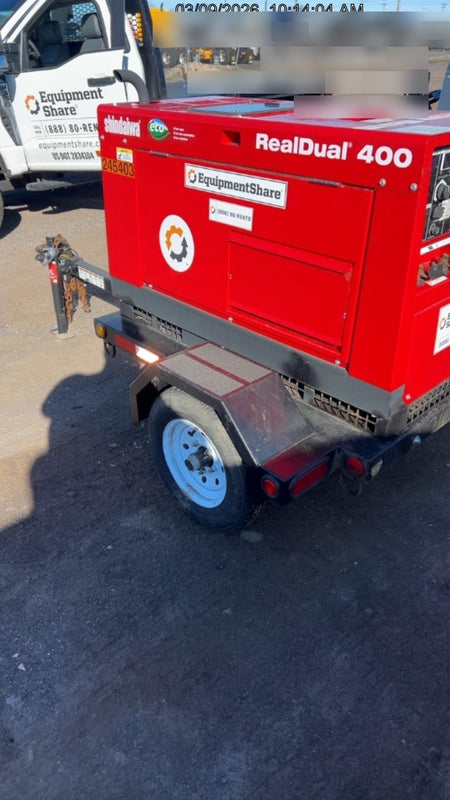 2022 Shindaiwa DGW400MDL Kubota D902 Engine, 23 HP, Dual Op Welder, Wire, Arc, Droop Stick, Tig, and CC Stick Functionality, Simulphase, 3 Phase and 1 Phase Gen Output, Single Axle NB Trlr, Slr Trckl Chrg 12V 12W, Fire Ext