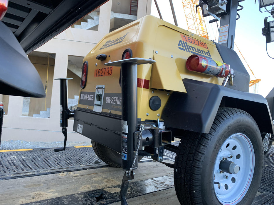 2021 Allmand NLV3GR (4) LED Light Fixture 350W, 23' Vertical Mast, 3kW Prime, Towable, Deep Sea L401, Leveling Jacks, Yanmar T4F 5.8hp