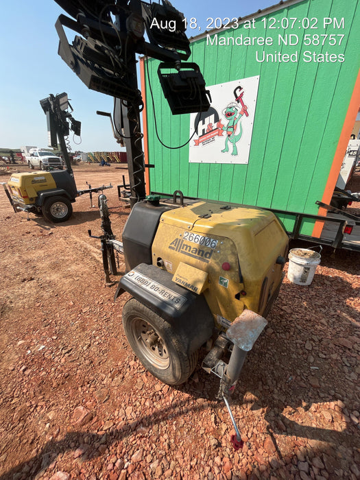 2022 Allmand NLV3GR (4) LED Light Fixture 350W, 23' Vertical Mast, 3kW Prime, Towable, ES Decals, T3