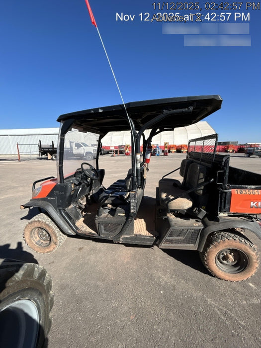 2020 Kubota RTV-X1140W-H 4WD utility cart -LED strobe -Windshield tempered glass -Plastic canopy -Wire harness kit -Backup alarm