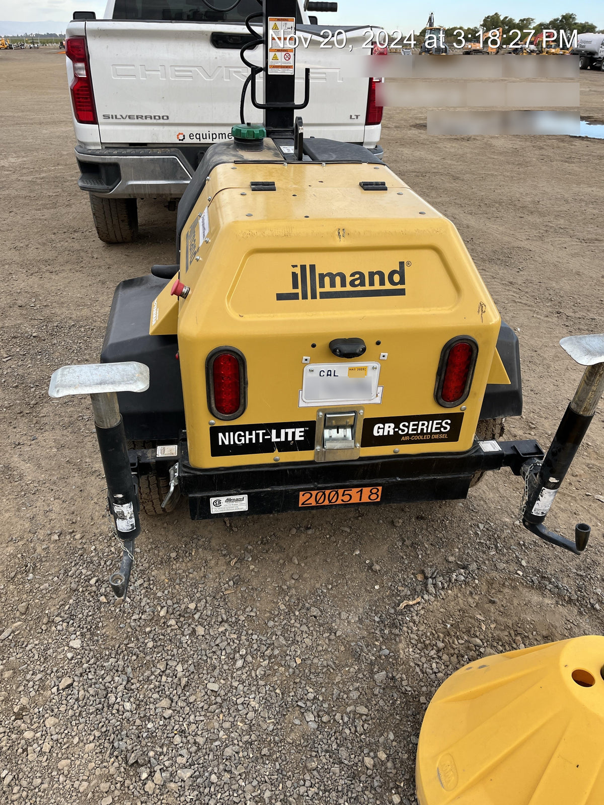 2022 Allmand NLV3GR (4) LED Light Fixture 350W, 23' Vertical Mast, 3kW Prime, Towable, Deep Sea L401, Leveling Jacks, Yanmar T4F 5.8hp