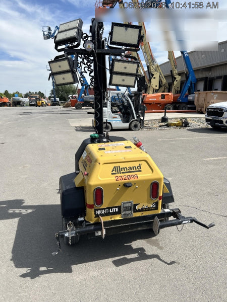2022 Allmand NLV3GR (4) LED Light Fixture 350W, 23' Vertical Mast, 3kW Prime, Towable, Deep Sea L401, Leveling Jacks, Yanmar T4F 5.8hp