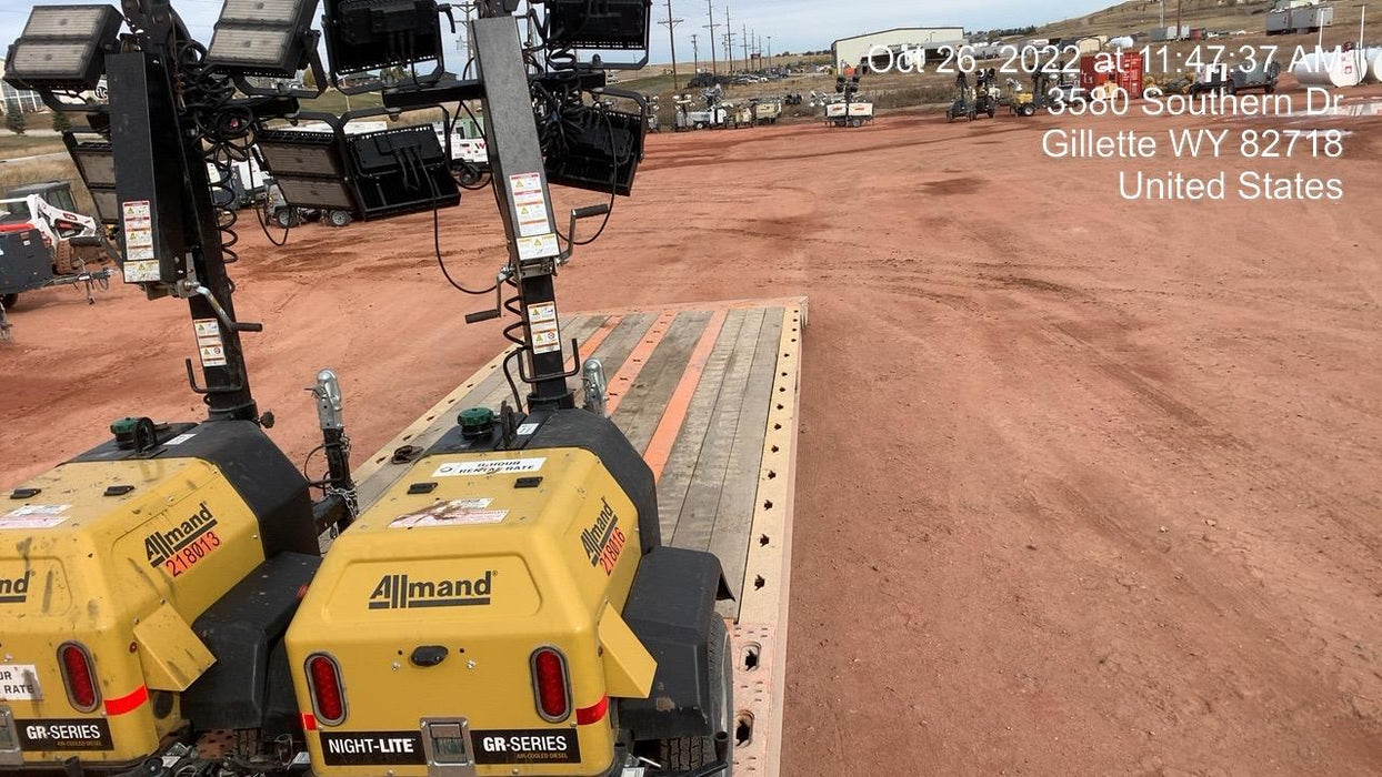 2022 Allmand NLV3GR (4) LED Light Fixture 350W, 23' Vertical Mast, 3kW Prime, Towable, Deep Sea L401, Leveling Jacks, Yanmar T4F 5.8hp