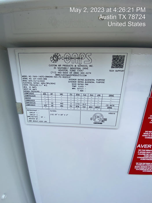 2023 CAPS PAHV-140TC-0NN0NN-5E5-P2-VG2CEUP