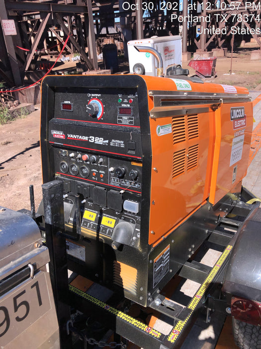 2021 Lincoln Electric Vantage 322 Vantage 322 Ready Pak 3 w/ Decals, ORANGE (includes trailer, cable rack, fender light kit) NO Telematics