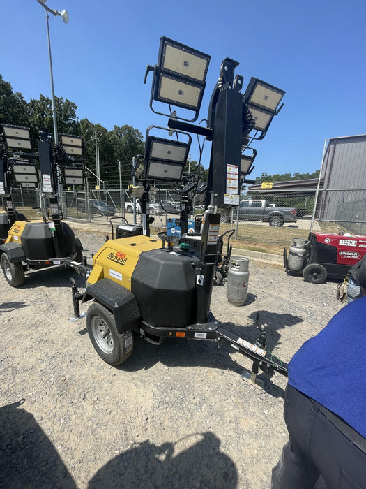 2022 Allmand NLV3GR (4) LED Light Fixture 350W, 23' Vertical Mast, 3kW Prime, Towable, Deep Sea L401, Leveling Jacks, Yanmar T4F 5.8hp