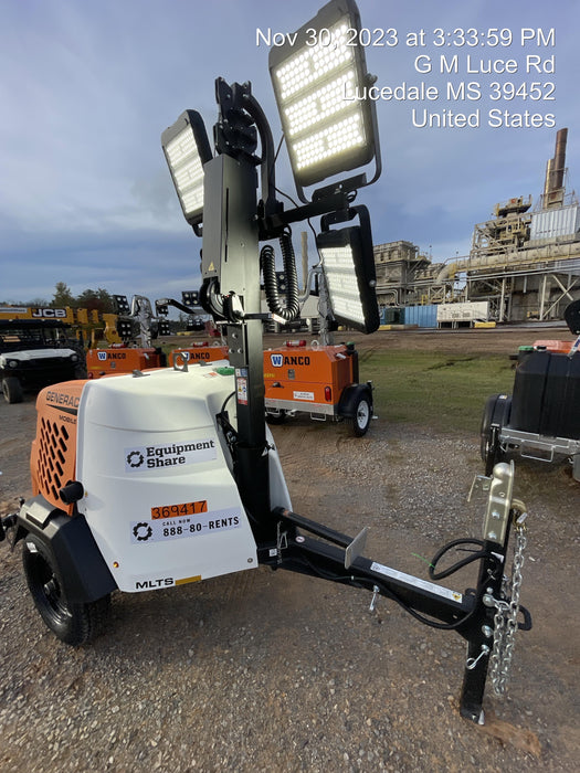 2023 Generac MLT2 Diesel, Flex Switch 120V Input, Powerzone Controller, 
(4) 320W LED Lights, 4kW Generator, 39.9 Gal Fuel Tank, 2" Ball, T3