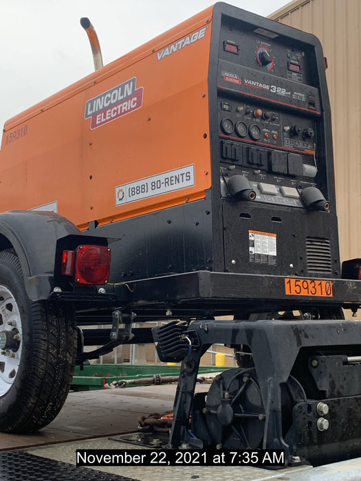 2021 Lincoln Electric Vantage 322 Vantage 322 Ready Pak 3 w/ Decals, ORANGE (includes trailer, cable rack, fender light kit) NO Telematics