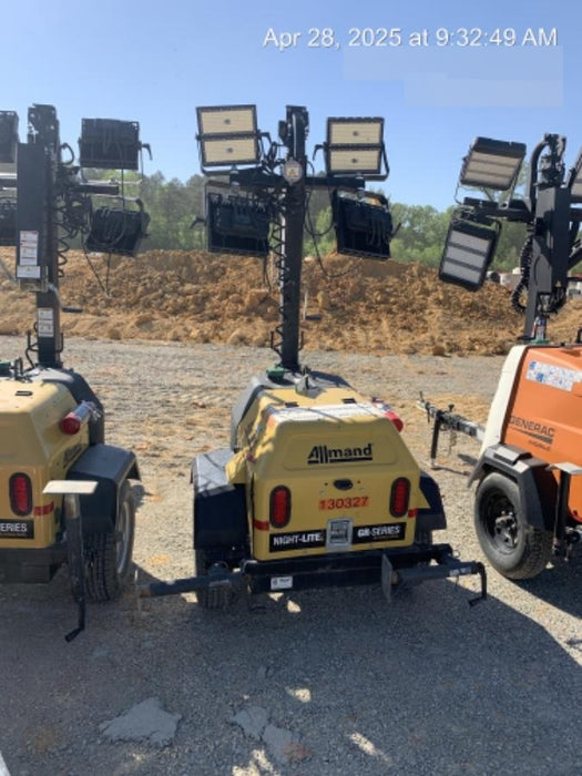 2021 Allmand NLV3GR (4) LED Light Fixture 350W, 23' Vertical Mast, 3kW Prime, Towable, Deep Sea L401, Leveling Jacks, Yanmar T4F 5.8hp